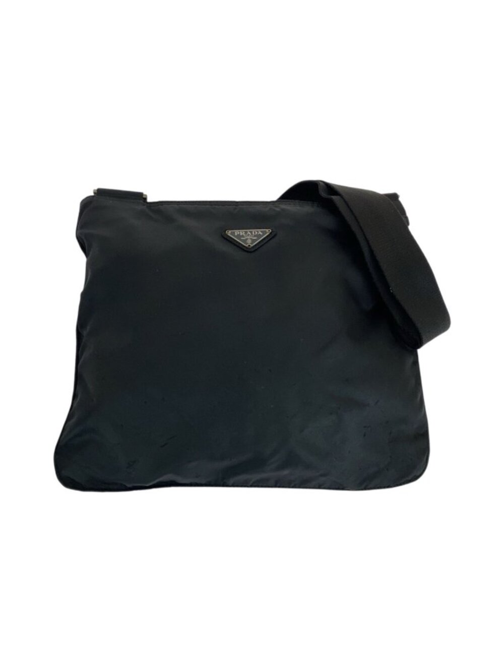 Prada Tessuto Black Silver Nylon Shoulder Bag Pochette